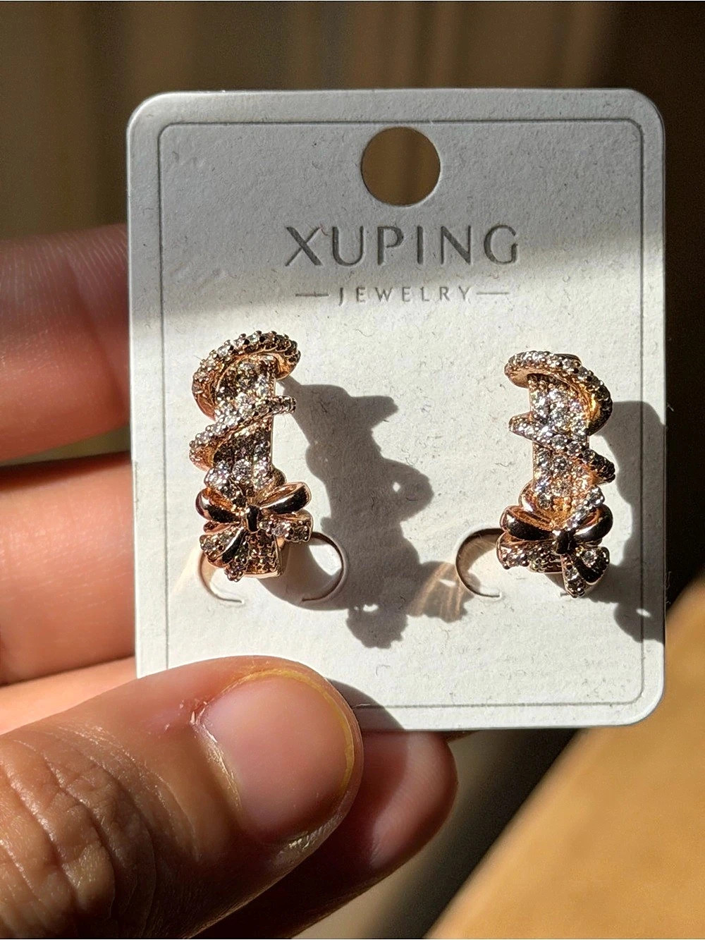 Gold Tone Crystal Embellished Hoop Earrings